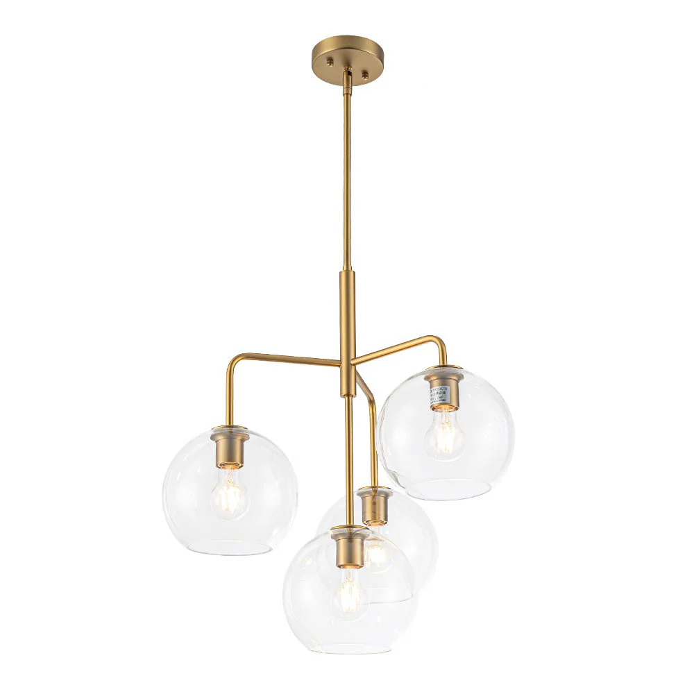 Modern 4-Light Clear Glass Bubble Hanging Sputnik Chandelier - Image 7