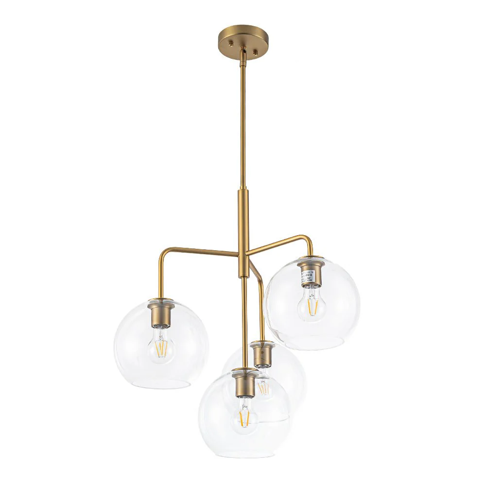 Modern 4-Light Clear Glass Bubble Hanging Sputnik Chandelier - Image 8