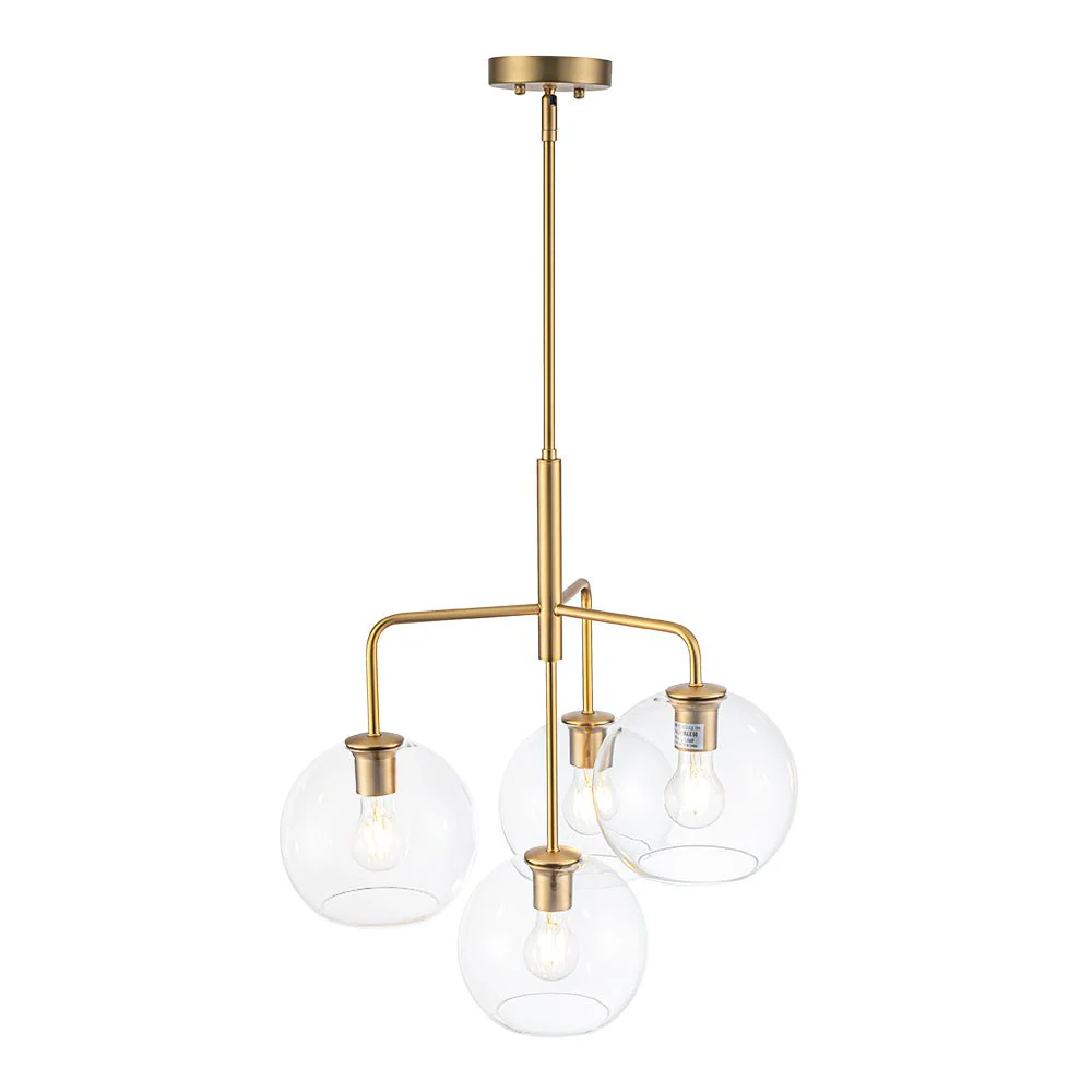 Modern 4-Light Clear Glass Bubble Hanging Sputnik Chandelier - Image 9
