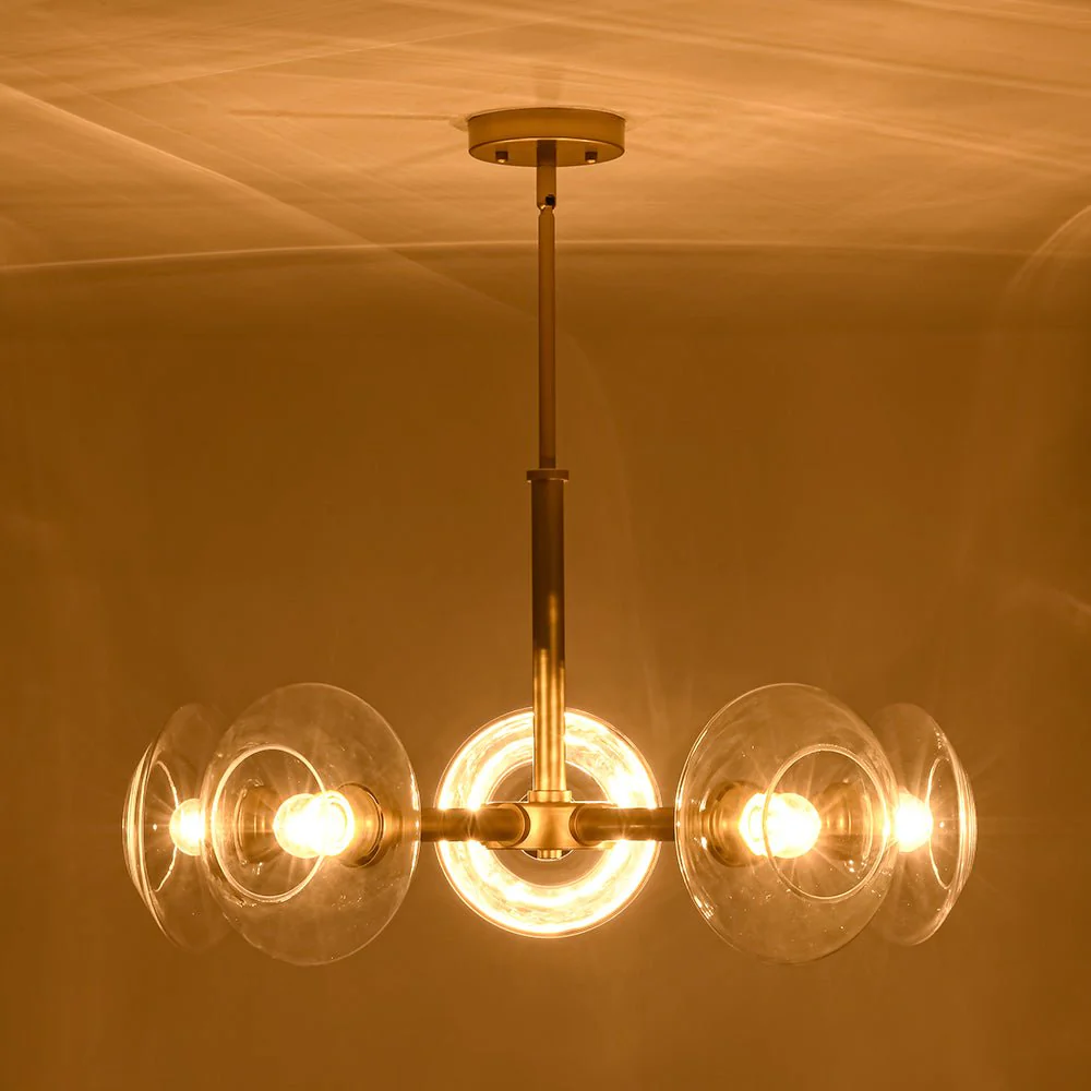 Modern 5-Light Clear Glass Round Sputnik Chandelier - Image 3