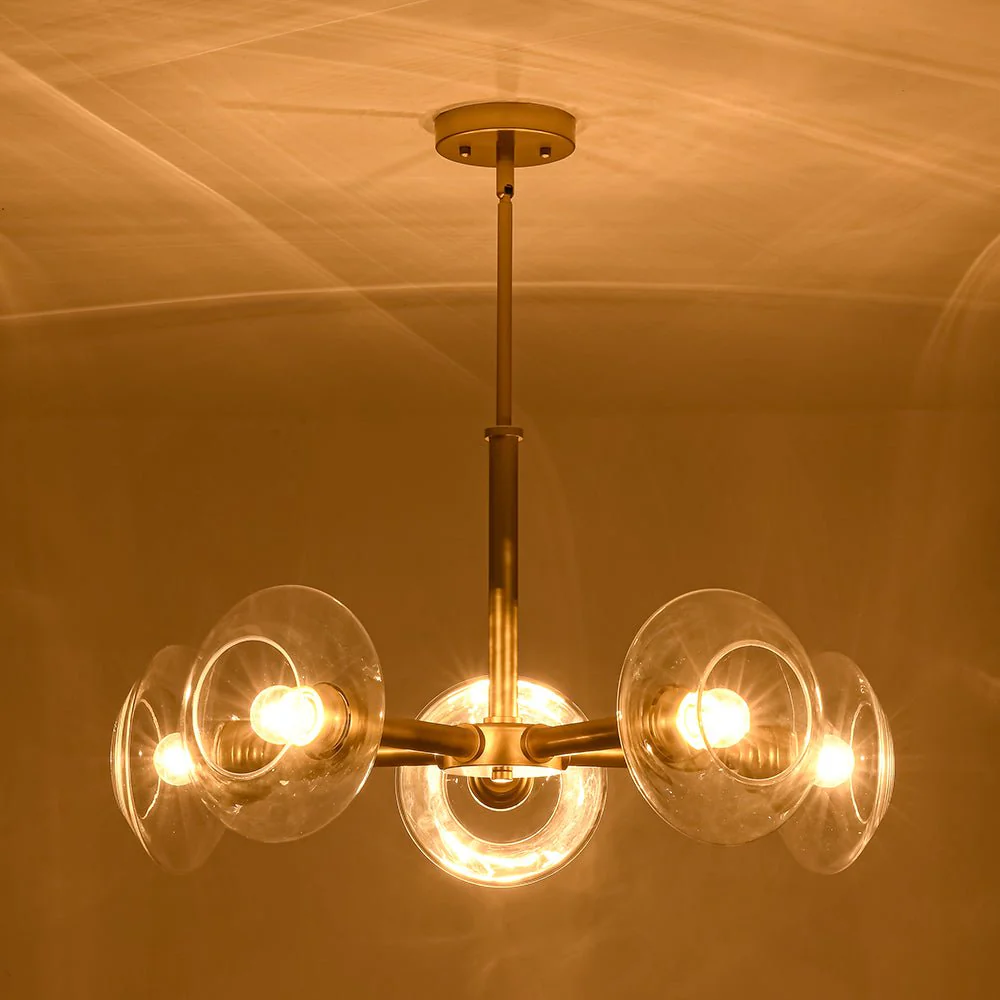 Modern 5-Light Clear Glass Round Sputnik Chandelier - Image 4