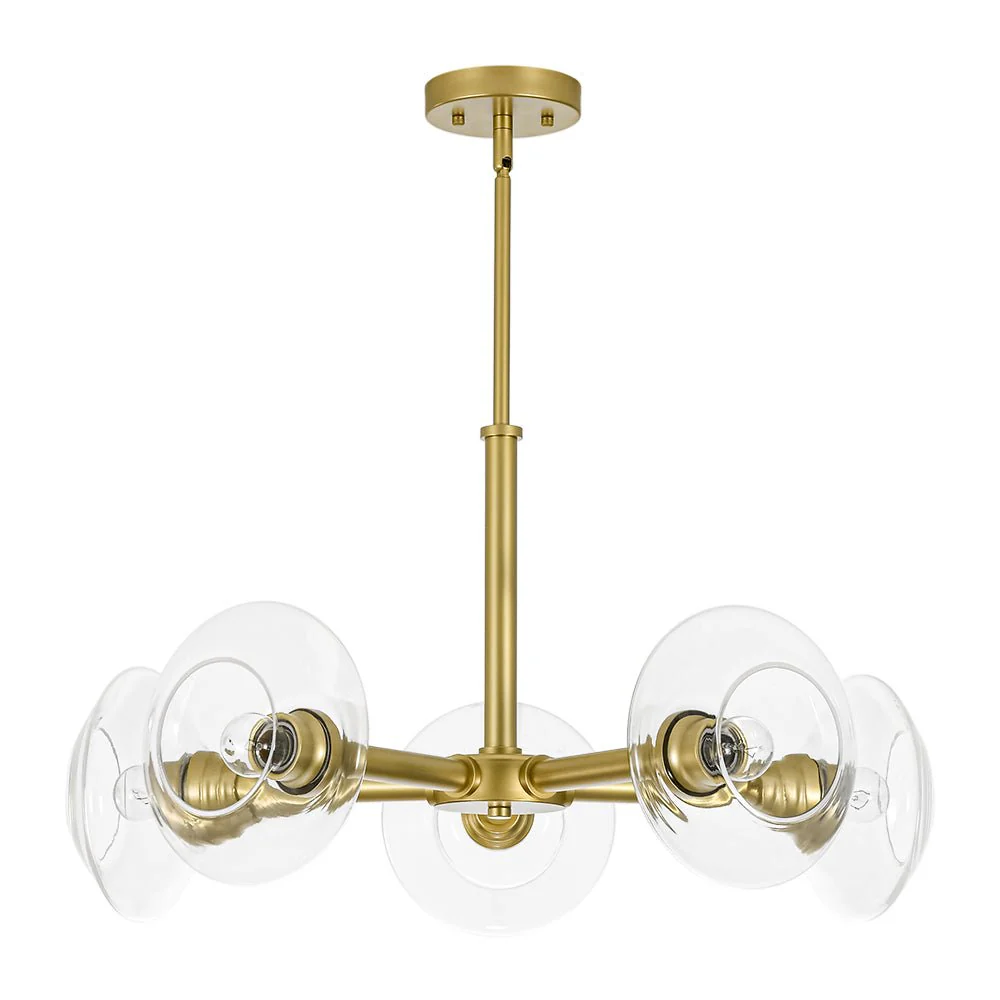 Modern 5-Light Clear Glass Round Sputnik Chandelier - Image 7