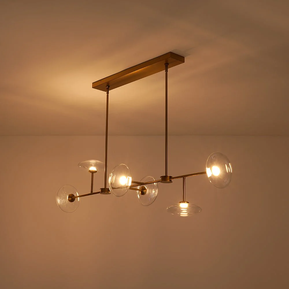Modern 6-light Clear Glass Dimmable LED Linear Island Chandelier - Image 10
