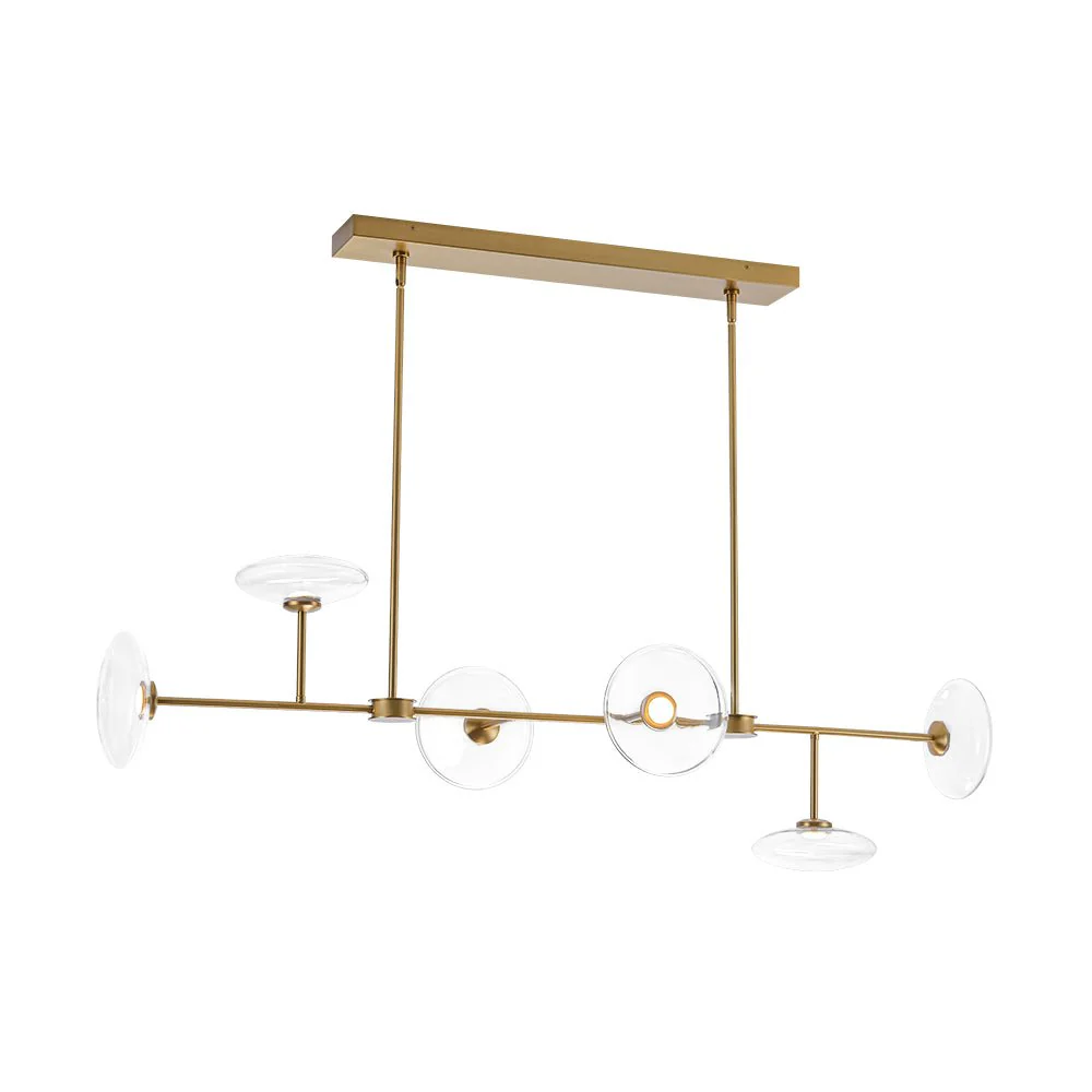 Modern 6-light Clear Glass Dimmable LED Linear Island Chandelier - Image 11