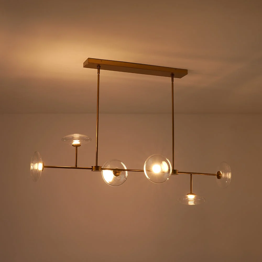 Modern 6-light Clear Glass Dimmable LED Linear Island Chandelier - Image 12