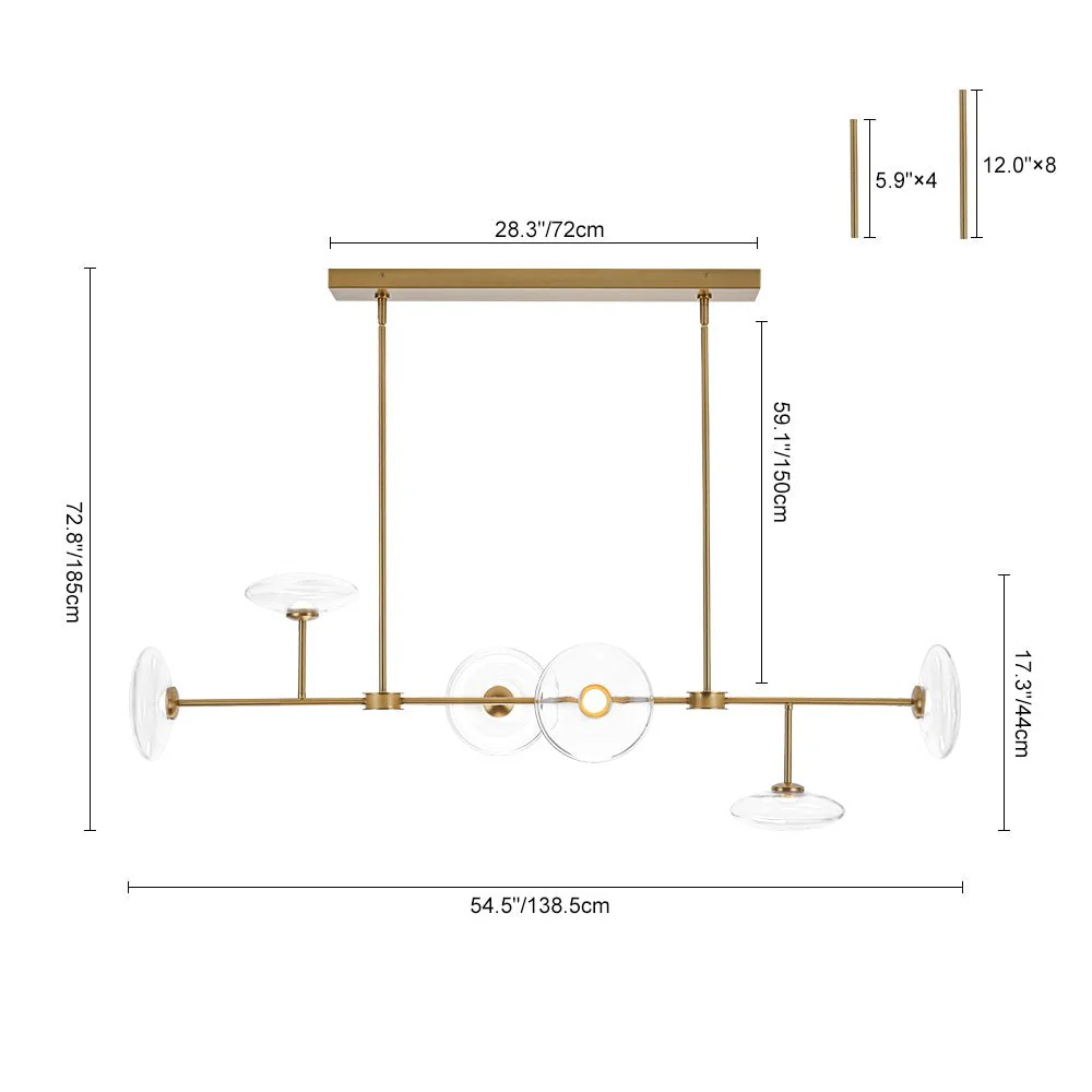 Modern 6-light Clear Glass Dimmable LED Linear Island Chandelier - Image 13