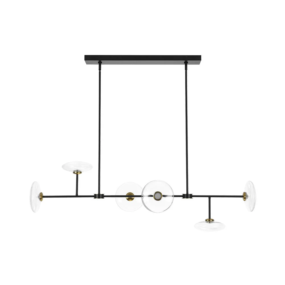 Modern 6-light Clear Glass Dimmable LED Linear Island Chandelier - Image 19