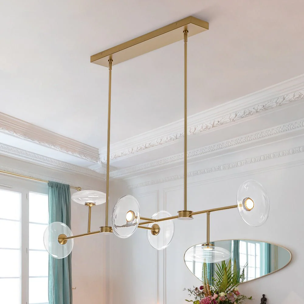 Modern 6-light Clear Glass Dimmable LED Linear Island Chandelier - Image 2