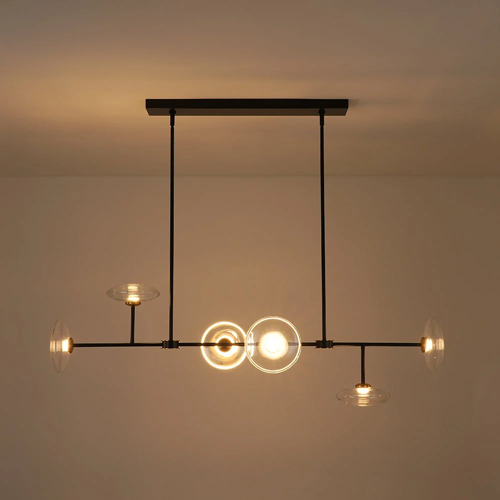Modern 6-light Clear Glass Dimmable LED Linear Island Chandelier - Image 21