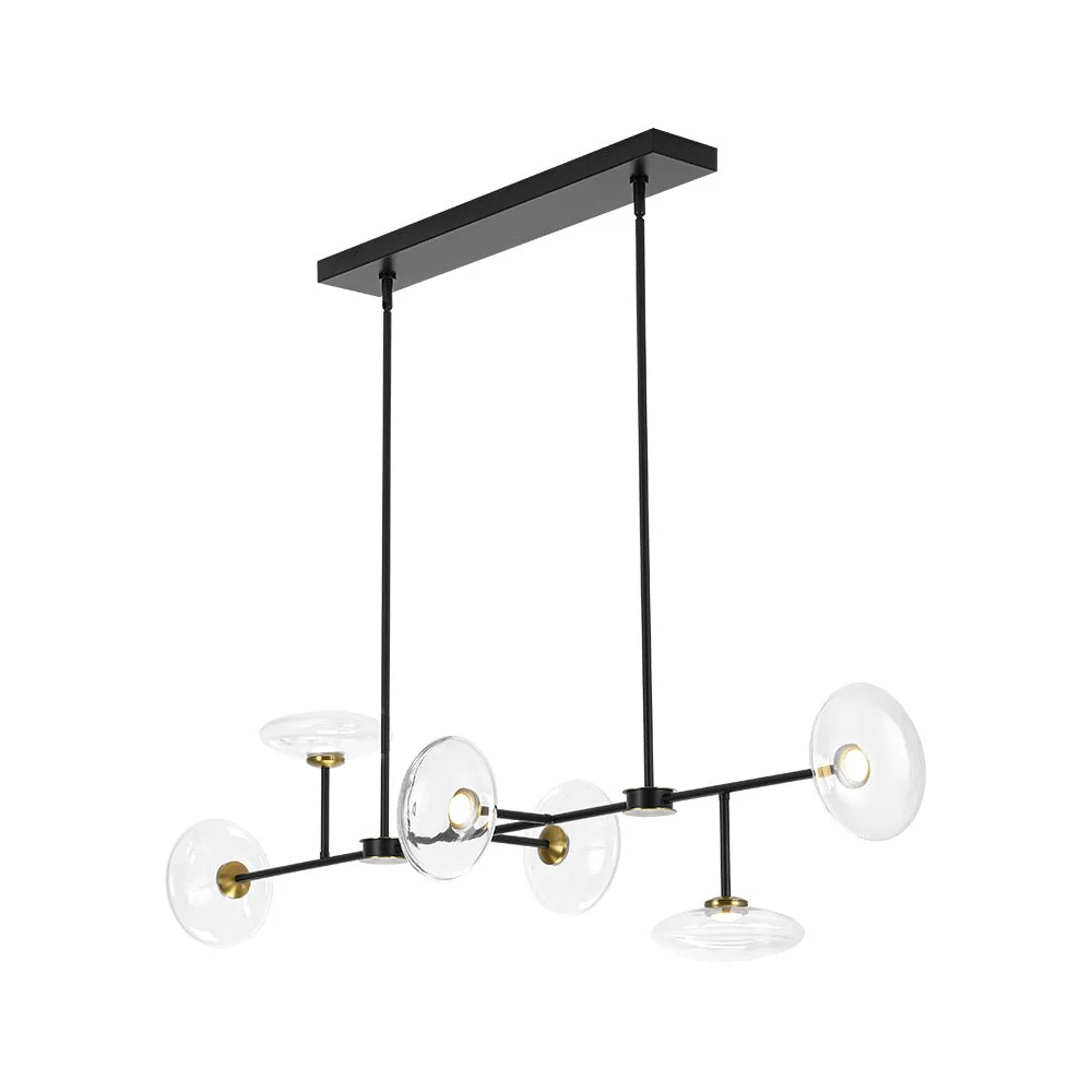 Modern 6-light Clear Glass Dimmable LED Linear Island Chandelier - Image 23