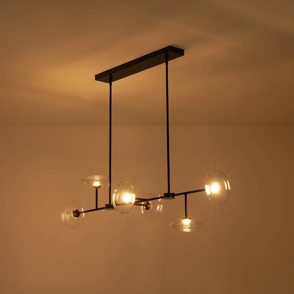 Modern 6-light Clear Glass Dimmable LED Linear Island Chandelier - Image 24