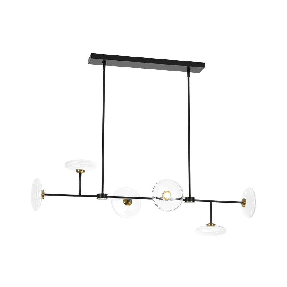 Modern 6-light Clear Glass Dimmable LED Linear Island Chandelier - Image 25