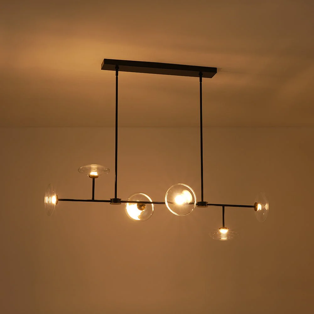 Modern 6-light Clear Glass Dimmable LED Linear Island Chandelier - Image 26