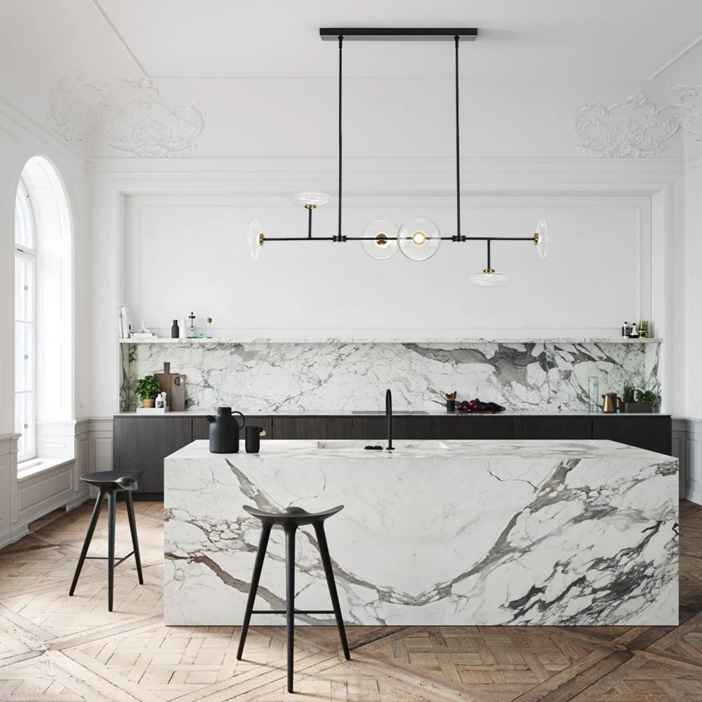 Modern 6-light Clear Glass Dimmable LED Linear Island Chandelier - Image 3