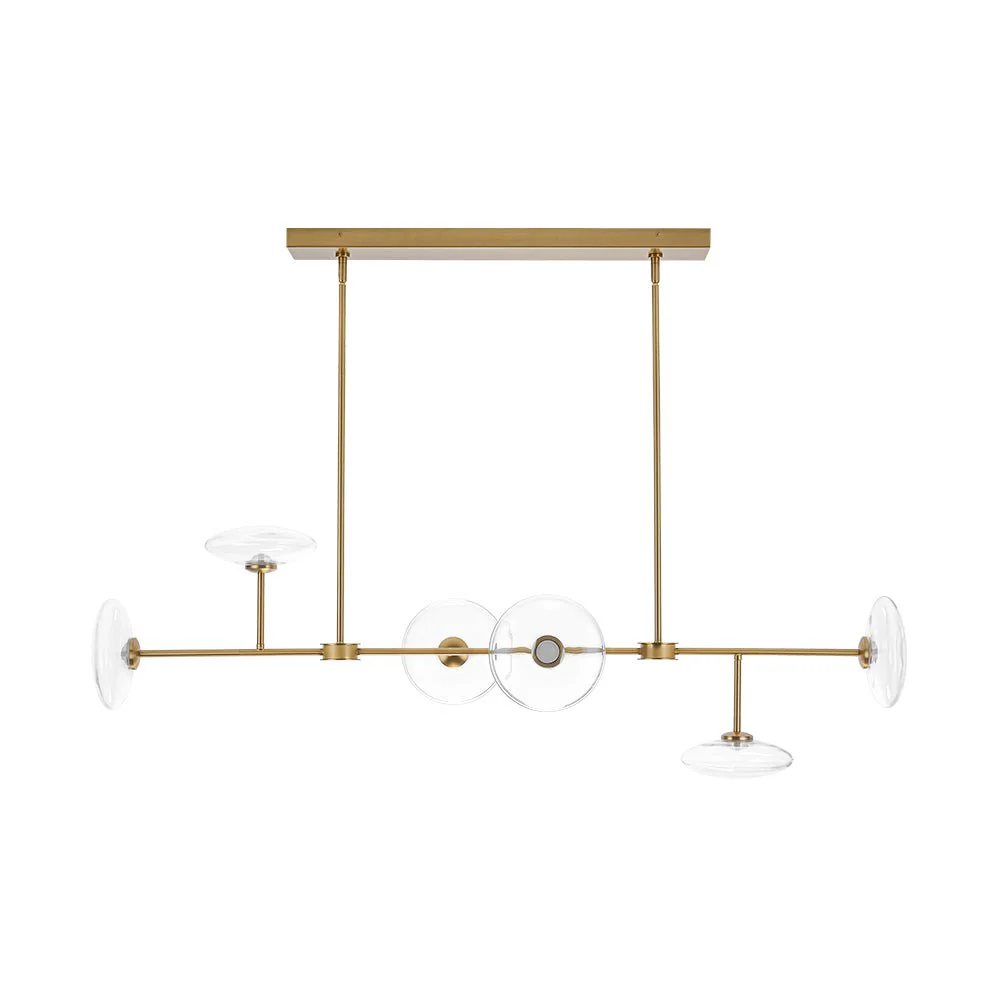 Modern 6-light Clear Glass Dimmable LED Linear Island Chandelier - Image 5