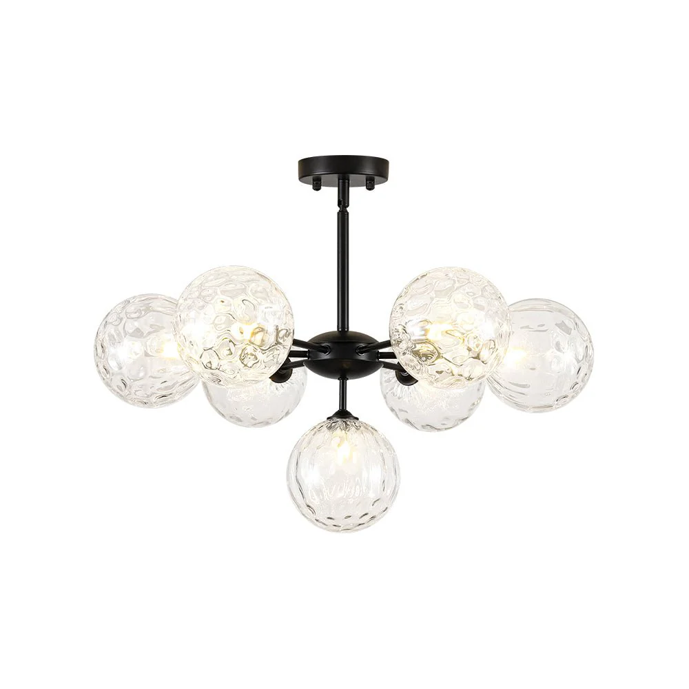 Modern 7-light Hammered Glass Globe Tier Sputnik Chandelier - Image 10