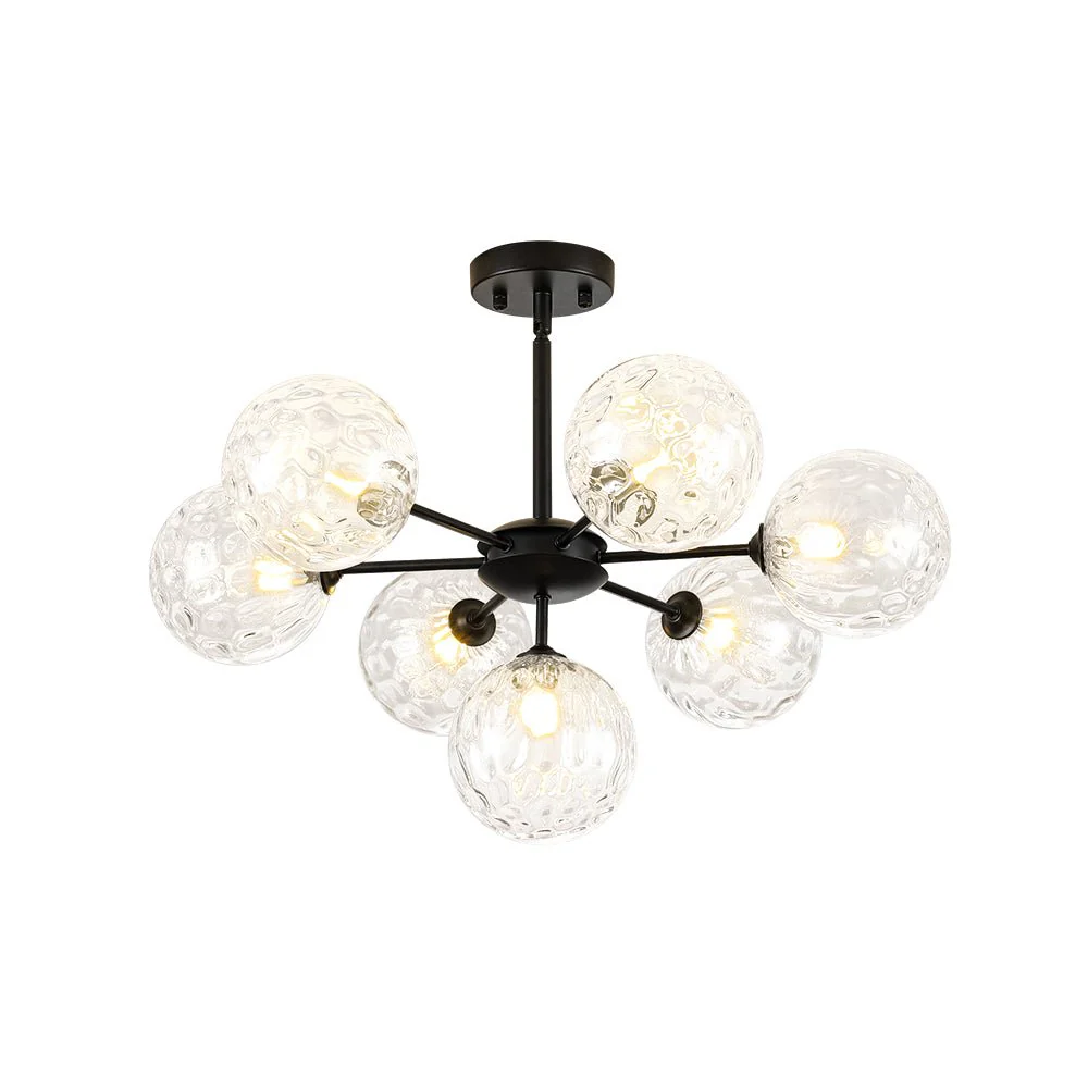 Modern 7-light Hammered Glass Globe Tier Sputnik Chandelier - Image 11