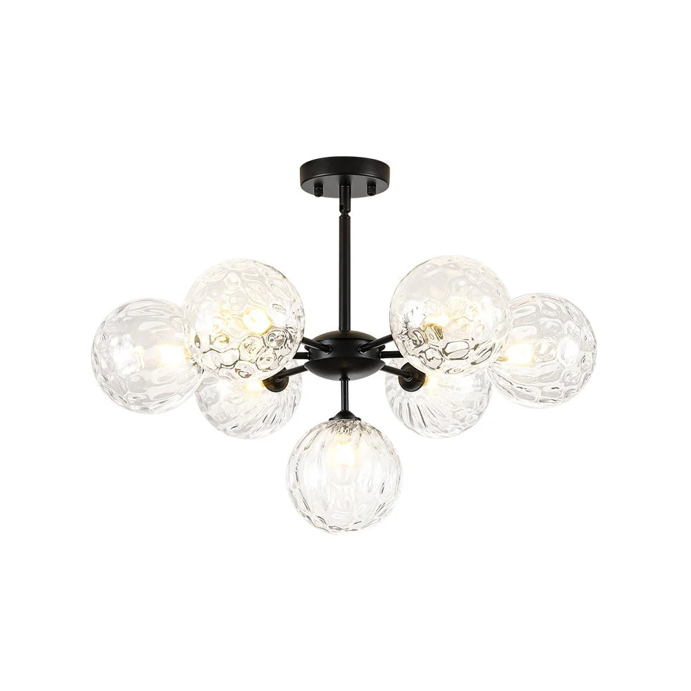 Modern 7-light Hammered Glass Globe Tier Sputnik Chandelier - Image 12