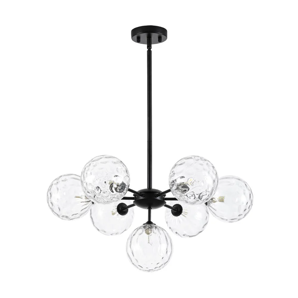 Modern 7-light Hammered Glass Globe Tier Sputnik Chandelier - Image 13