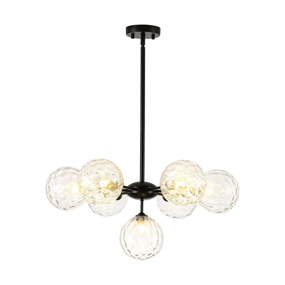 Modern 7-light Hammered Glass Globe Tier Sputnik Chandelier - Image 14
