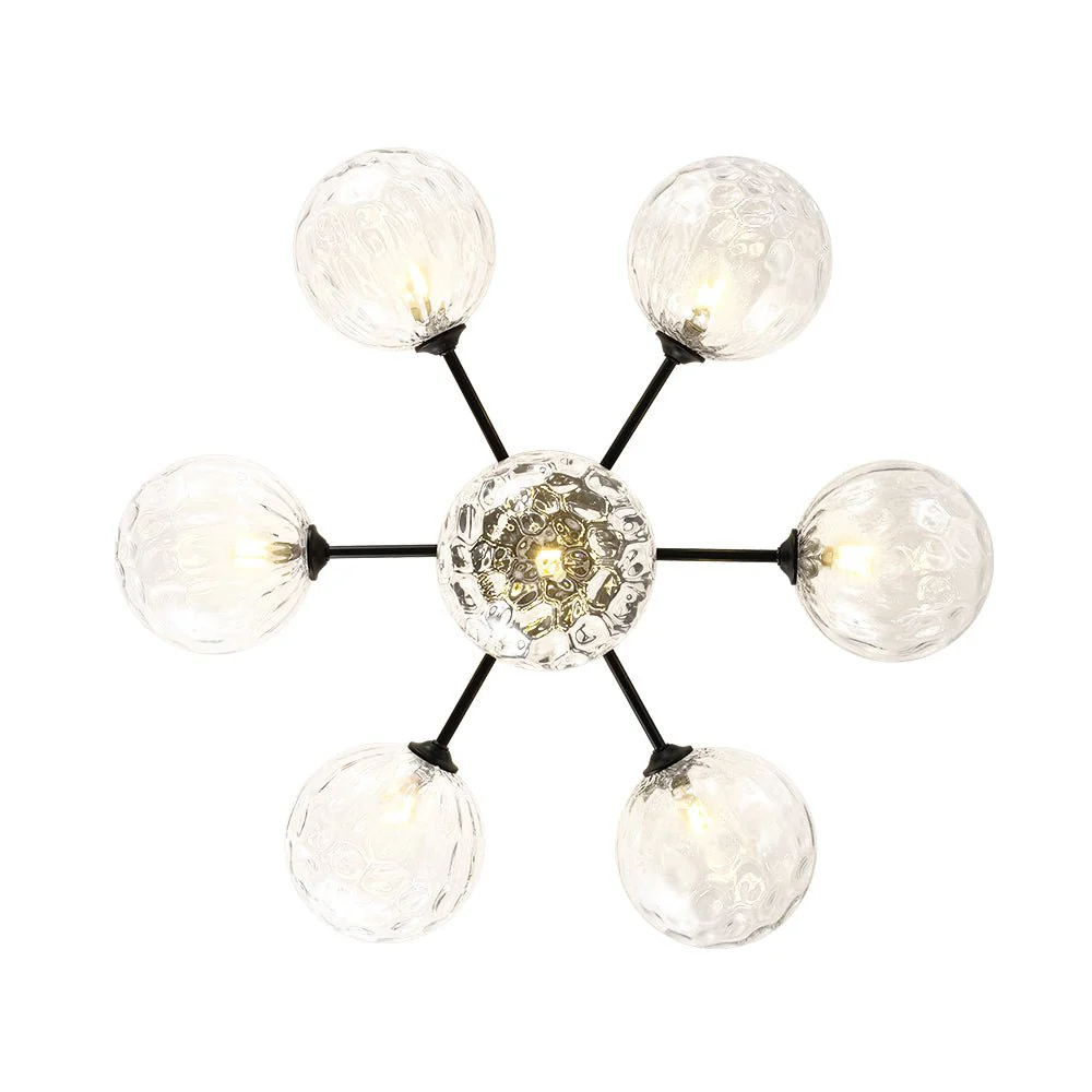 Modern 7-light Hammered Glass Globe Tier Sputnik Chandelier - Image 15