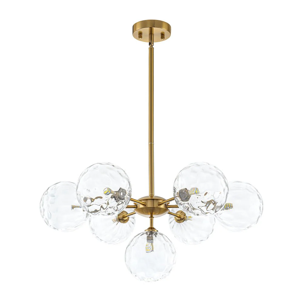 Modern 7-light Hammered Glass Globe Tier Sputnik Chandelier - Image 17