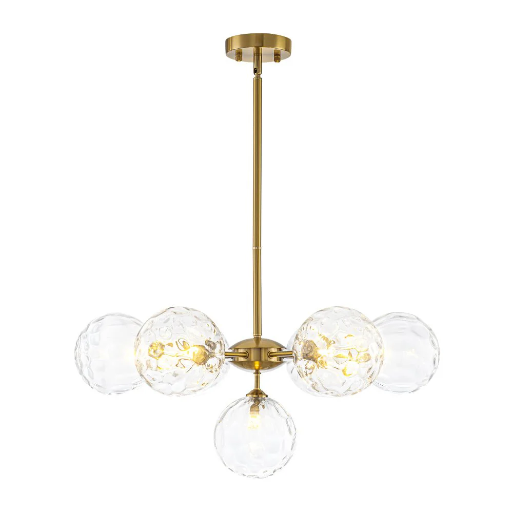 Modern 7-light Hammered Glass Globe Tier Sputnik Chandelier - Image 18