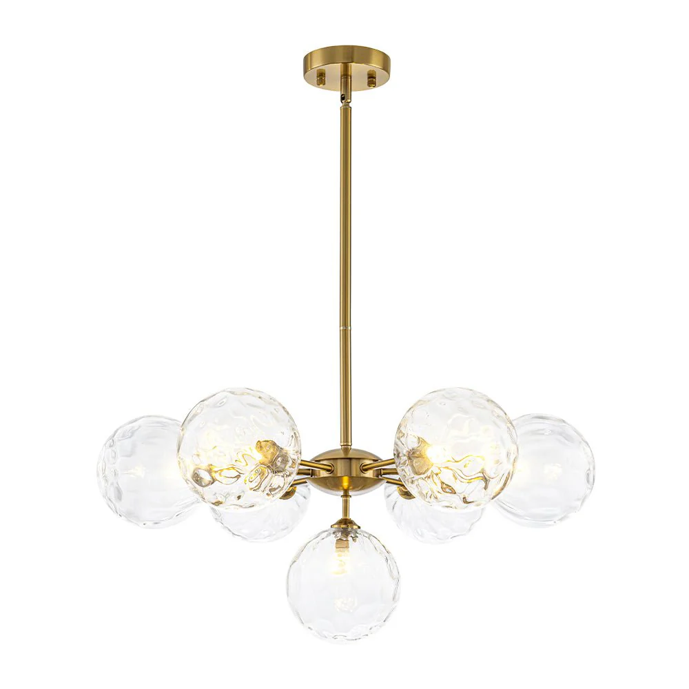 Modern 7-light Hammered Glass Globe Tier Sputnik Chandelier - Image 20