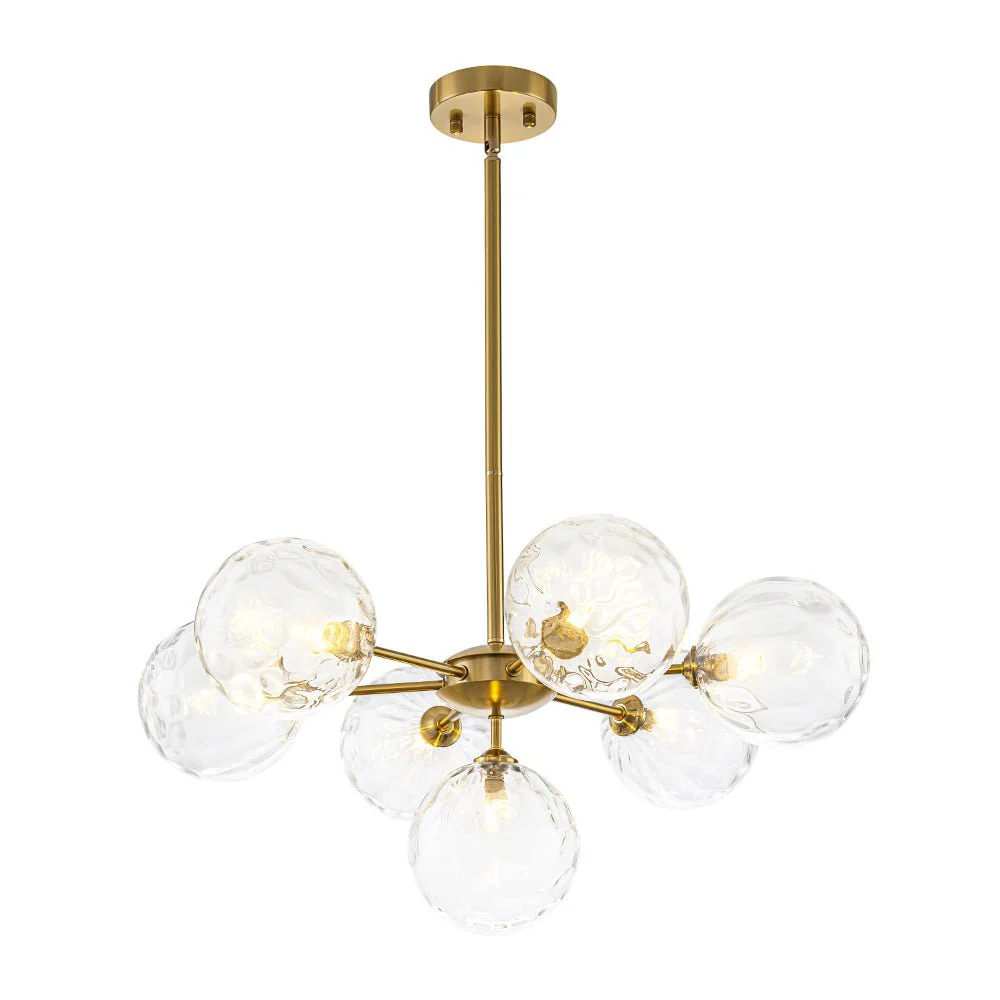 Modern 7-light Hammered Glass Globe Tier Sputnik Chandelier - Image 21