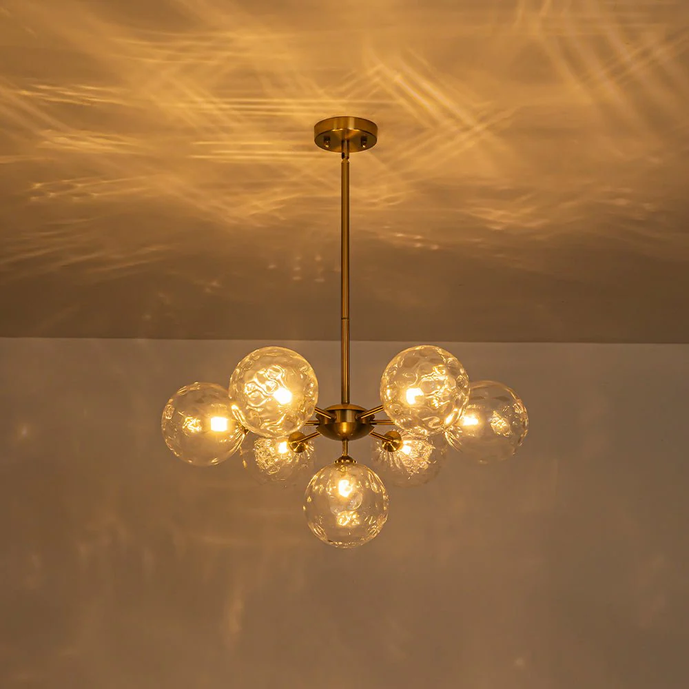 Modern 7-light Hammered Glass Globe Tier Sputnik Chandelier - Image 23