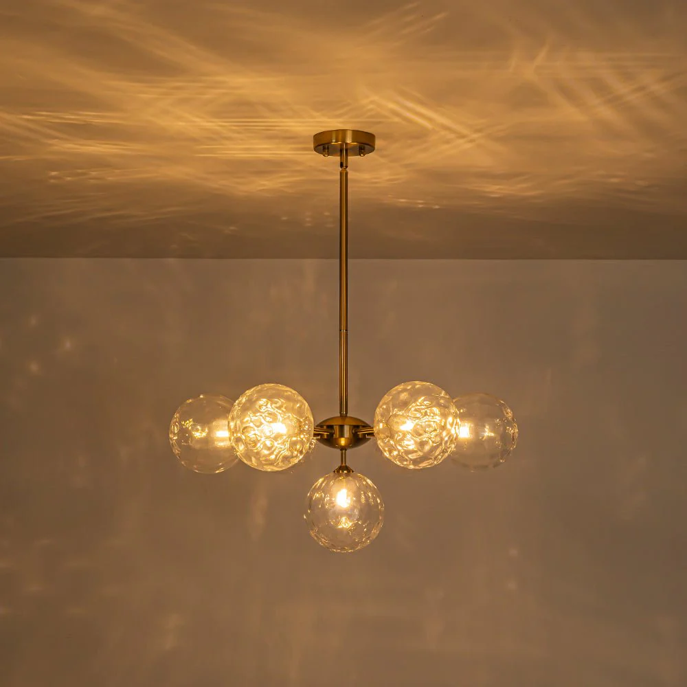 Modern 7-light Hammered Glass Globe Tier Sputnik Chandelier - Image 24