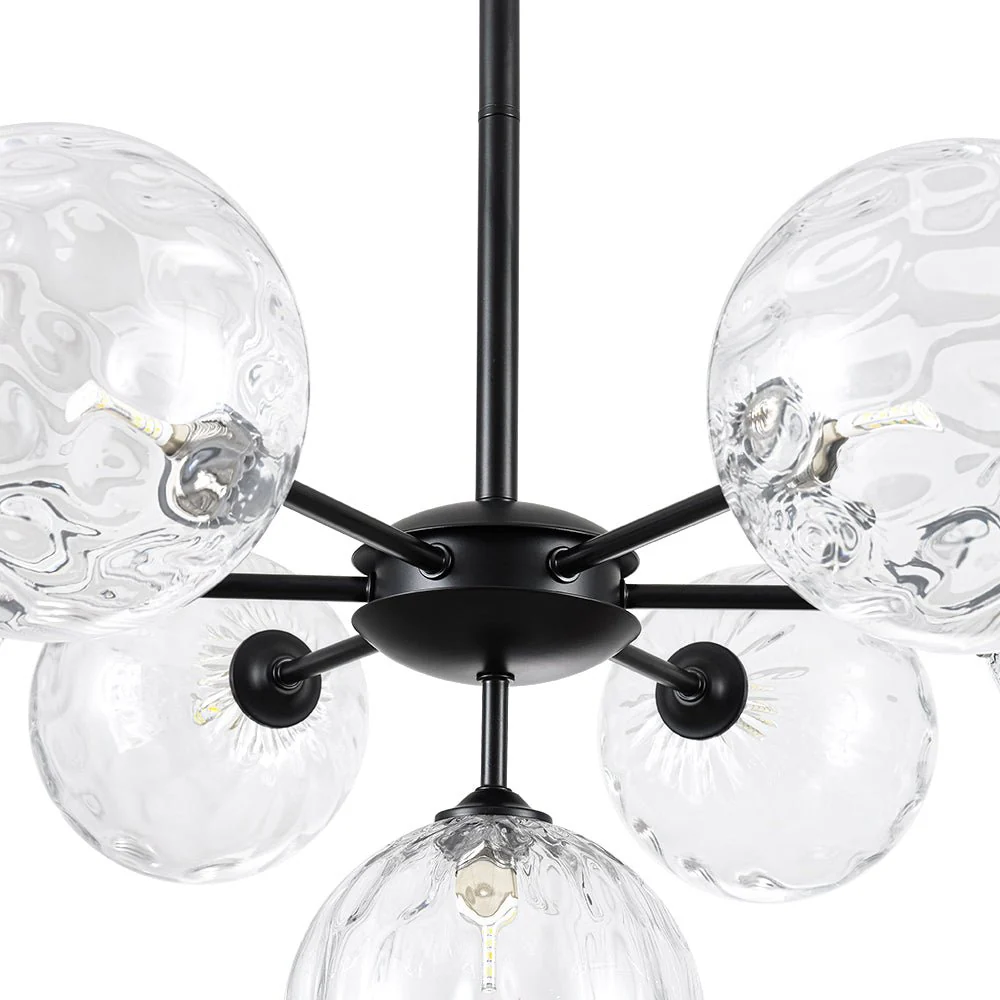 Modern 7-light Hammered Glass Globe Tier Sputnik Chandelier - Image 30