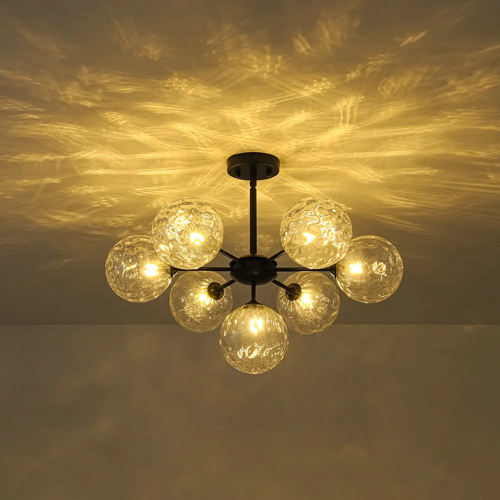 Modern 7-light Hammered Glass Globe Tier Sputnik Chandelier - Image 5