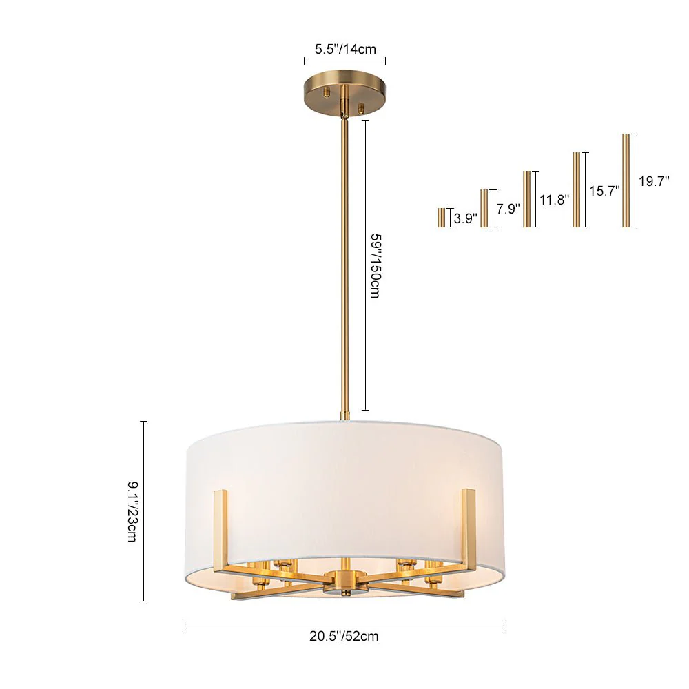 Modern 8-Light Wide Drum Fabric Cage Chandelier - Image 12