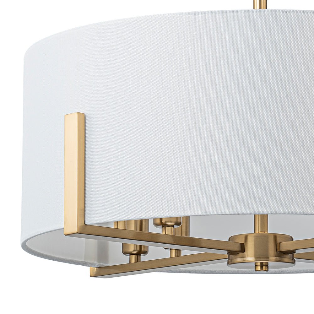 Modern 8-Light Wide Drum Fabric Cage Chandelier - Image 14