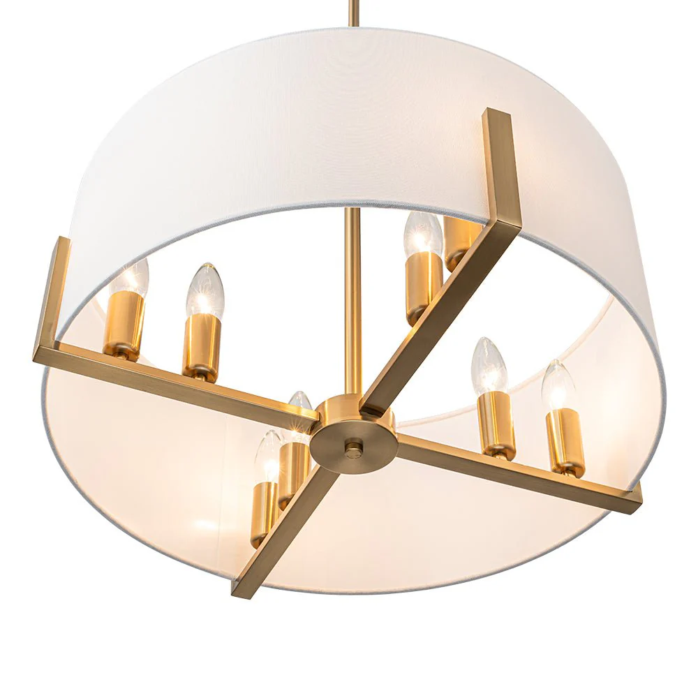 Modern 8-Light Wide Drum Fabric Cage Chandelier - Image 15