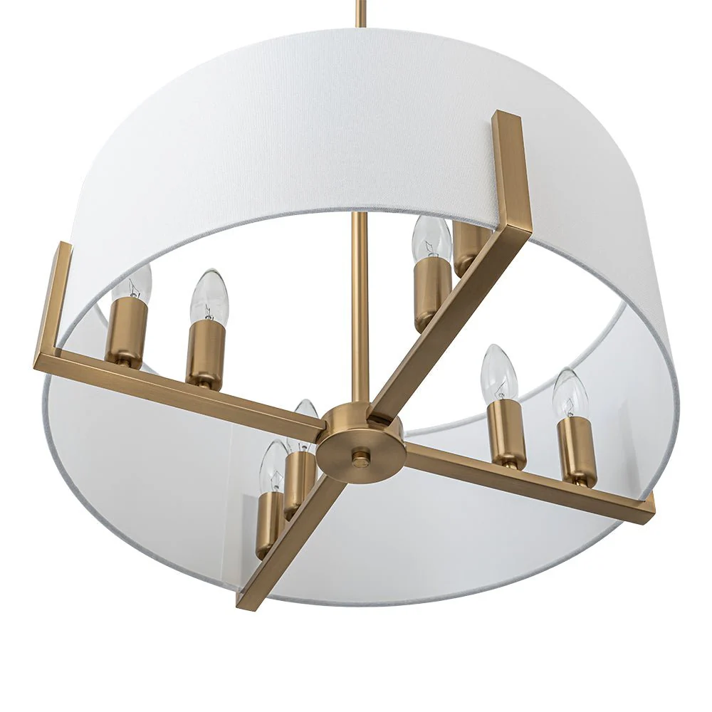 Modern 8-Light Wide Drum Fabric Cage Chandelier - Image 16