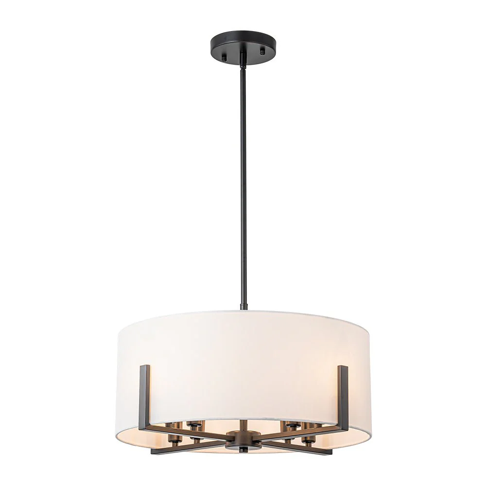 Modern 8-Light Wide Drum Fabric Cage Chandelier - Image 18