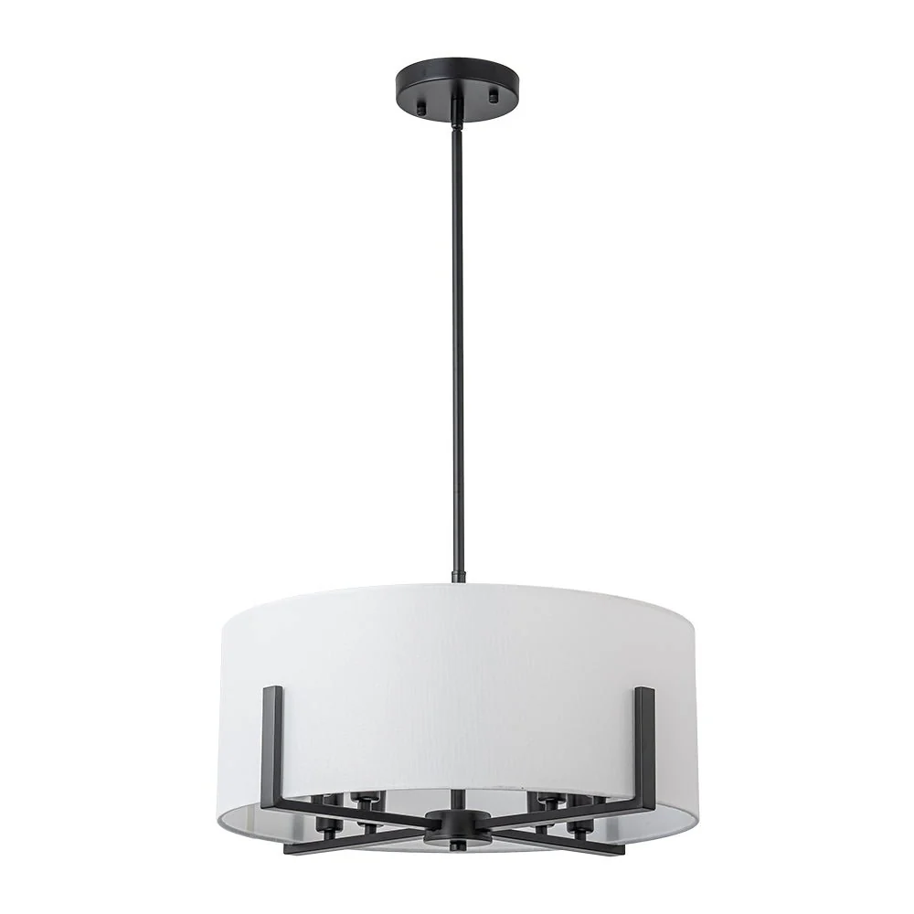 Modern 8-Light Wide Drum Fabric Cage Chandelier - Image 19