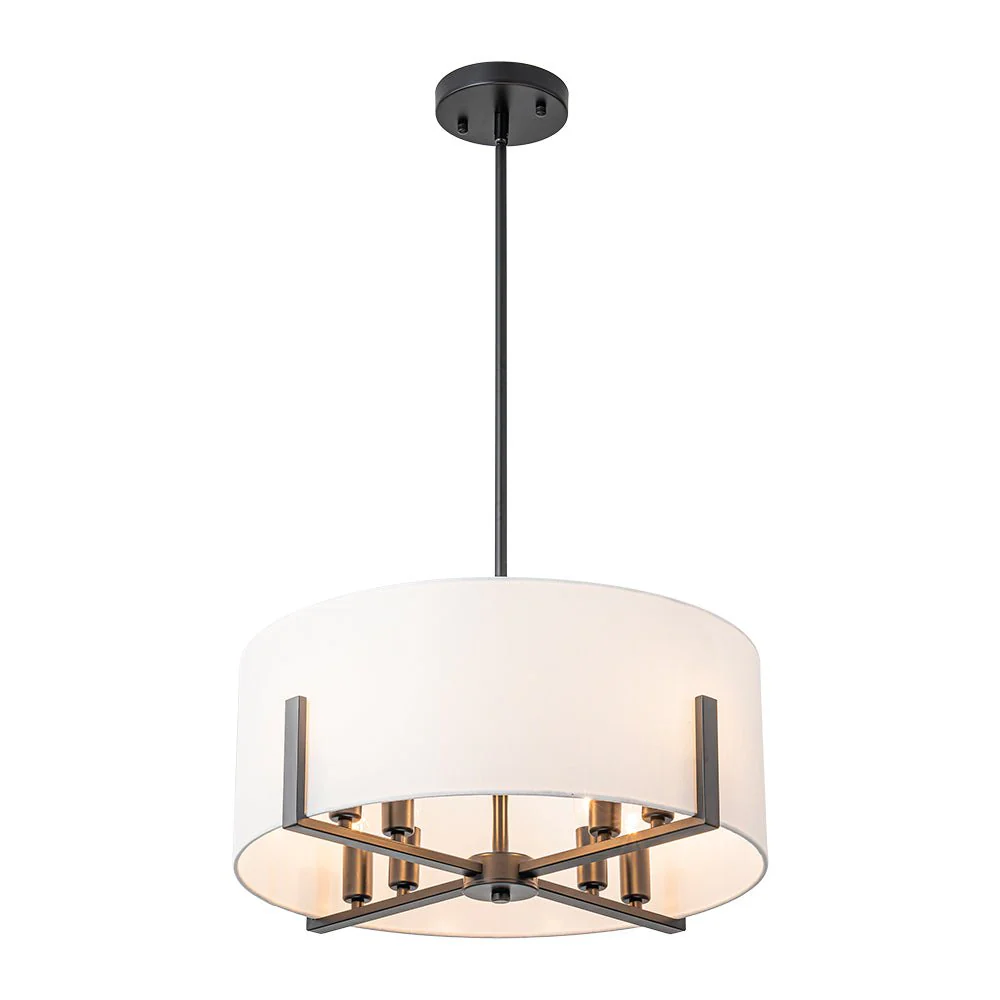 Modern 8-Light Wide Drum Fabric Cage Chandelier - Image 20