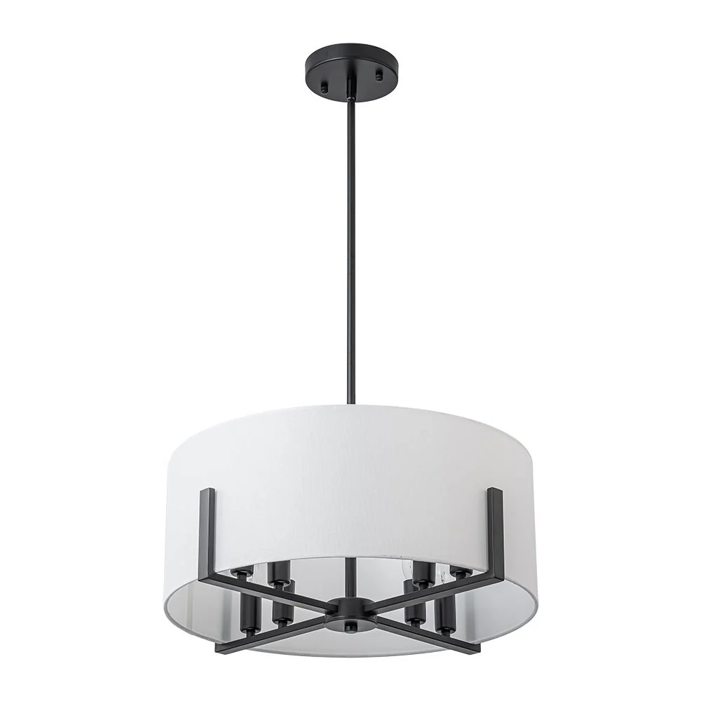 Modern 8-Light Wide Drum Fabric Cage Chandelier - Image 21