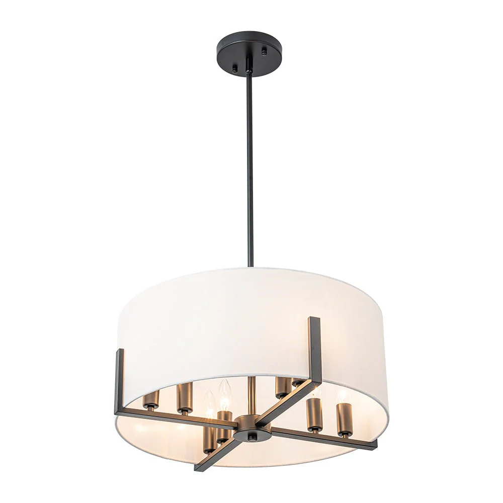 Modern 8-Light Wide Drum Fabric Cage Chandelier - Image 22