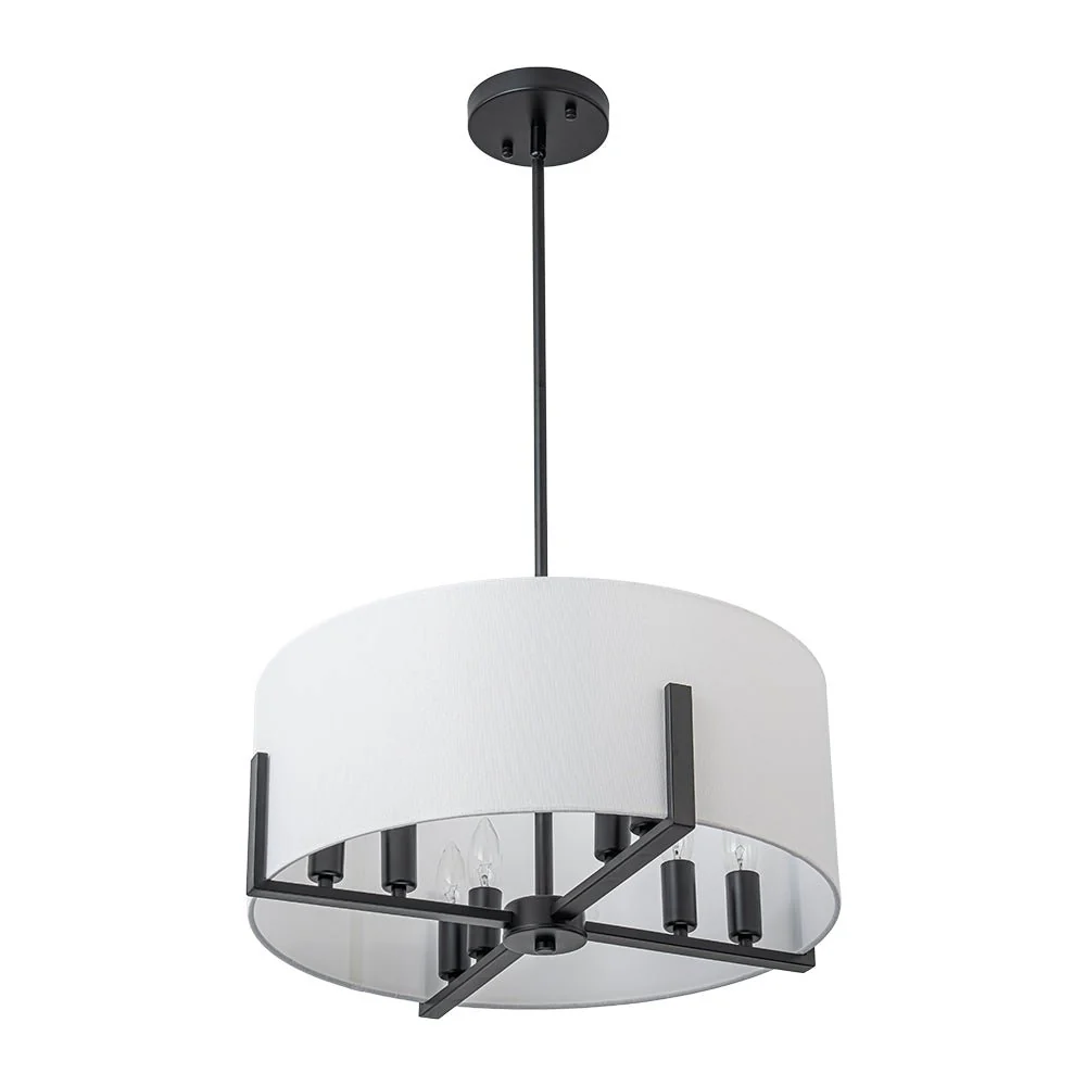 Modern 8-Light Wide Drum Fabric Cage Chandelier - Image 23