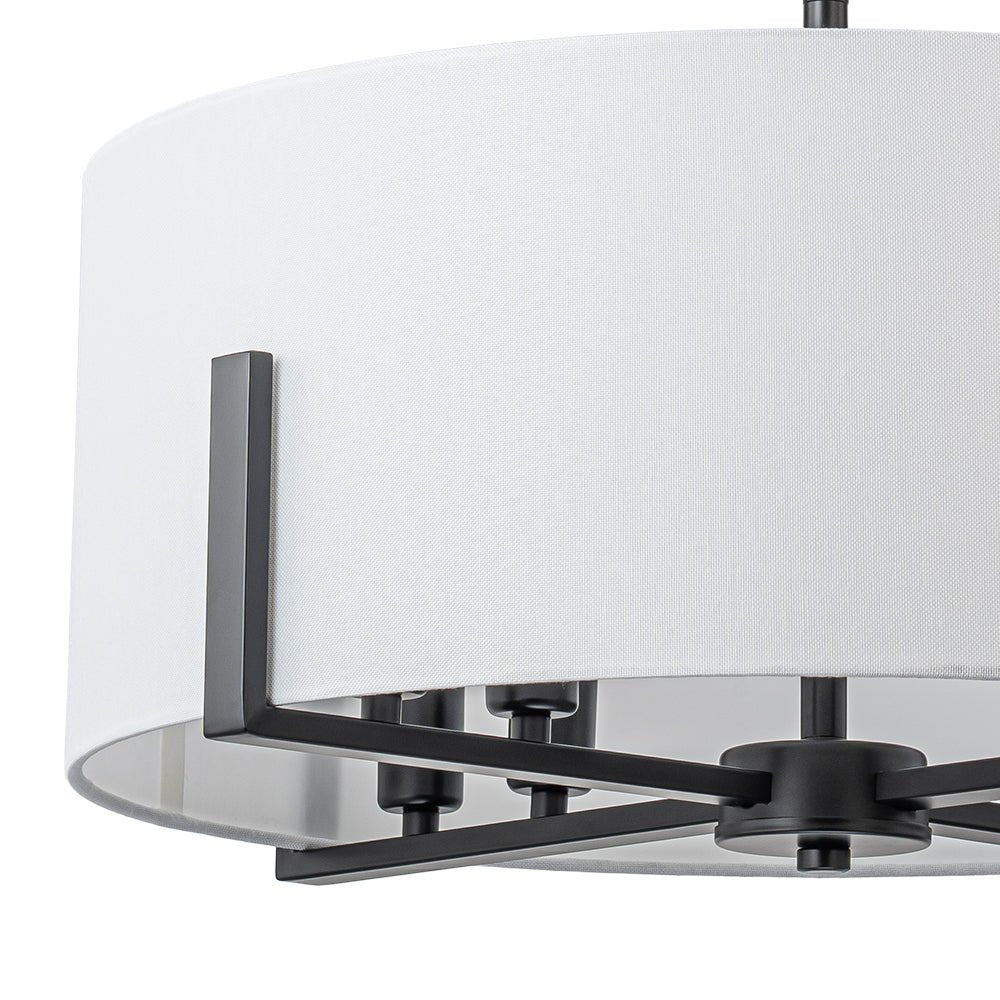 Modern 8-Light Wide Drum Fabric Cage Chandelier - Image 26