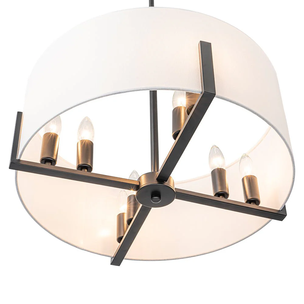 Modern 8-Light Wide Drum Fabric Cage Chandelier - Image 27