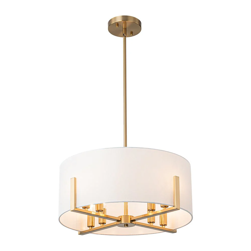 Modern 8-Light Wide Drum Fabric Cage Chandelier - Image 7