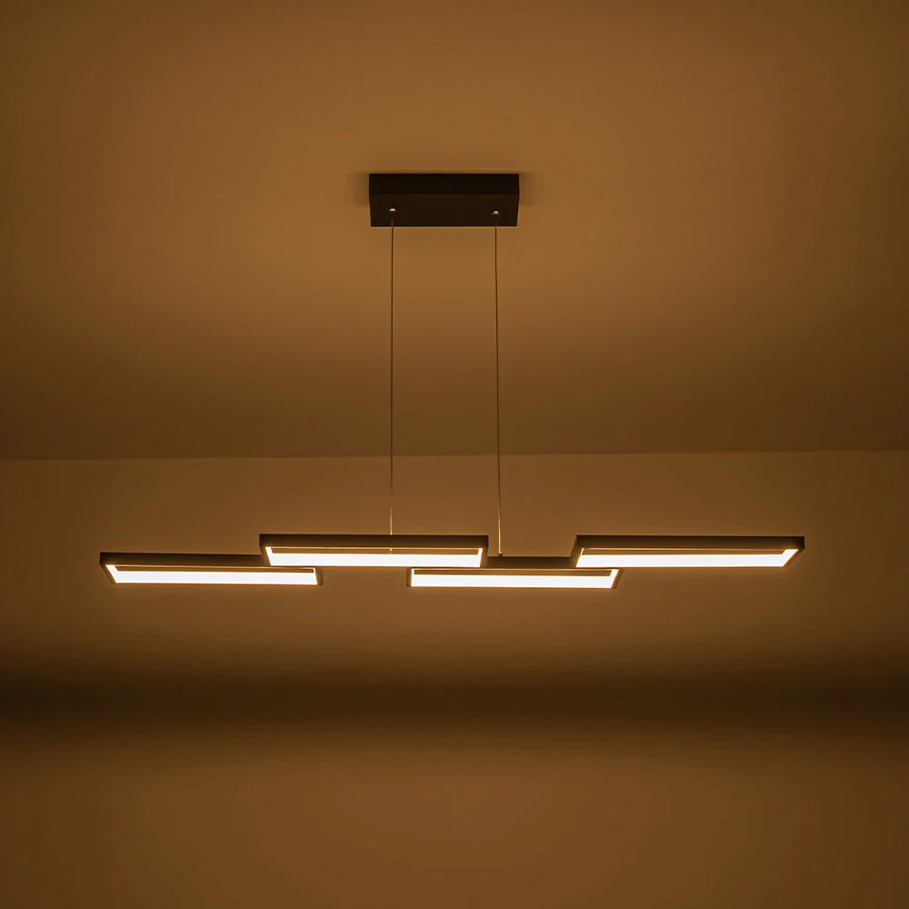 (OpenBox) Black 4-light Rectangular Dimmable LED Kitchen Island Pendant - Image 3