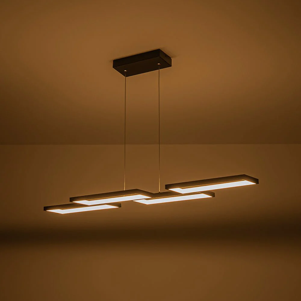 (OpenBox) Black 4-light Rectangular Dimmable LED Kitchen Island Pendant - Image 4