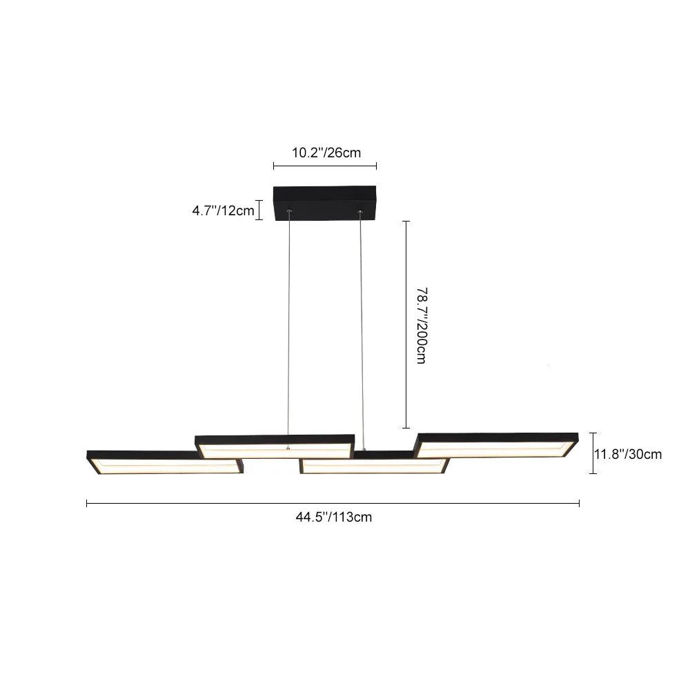 (OpenBox) Black 4-light Rectangular Dimmable LED Kitchen Island Pendant - Image 8