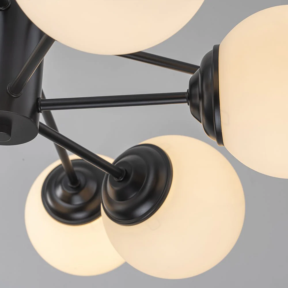 Modern Black Opal Glass Globe Sputnik Chandelier - Image 12